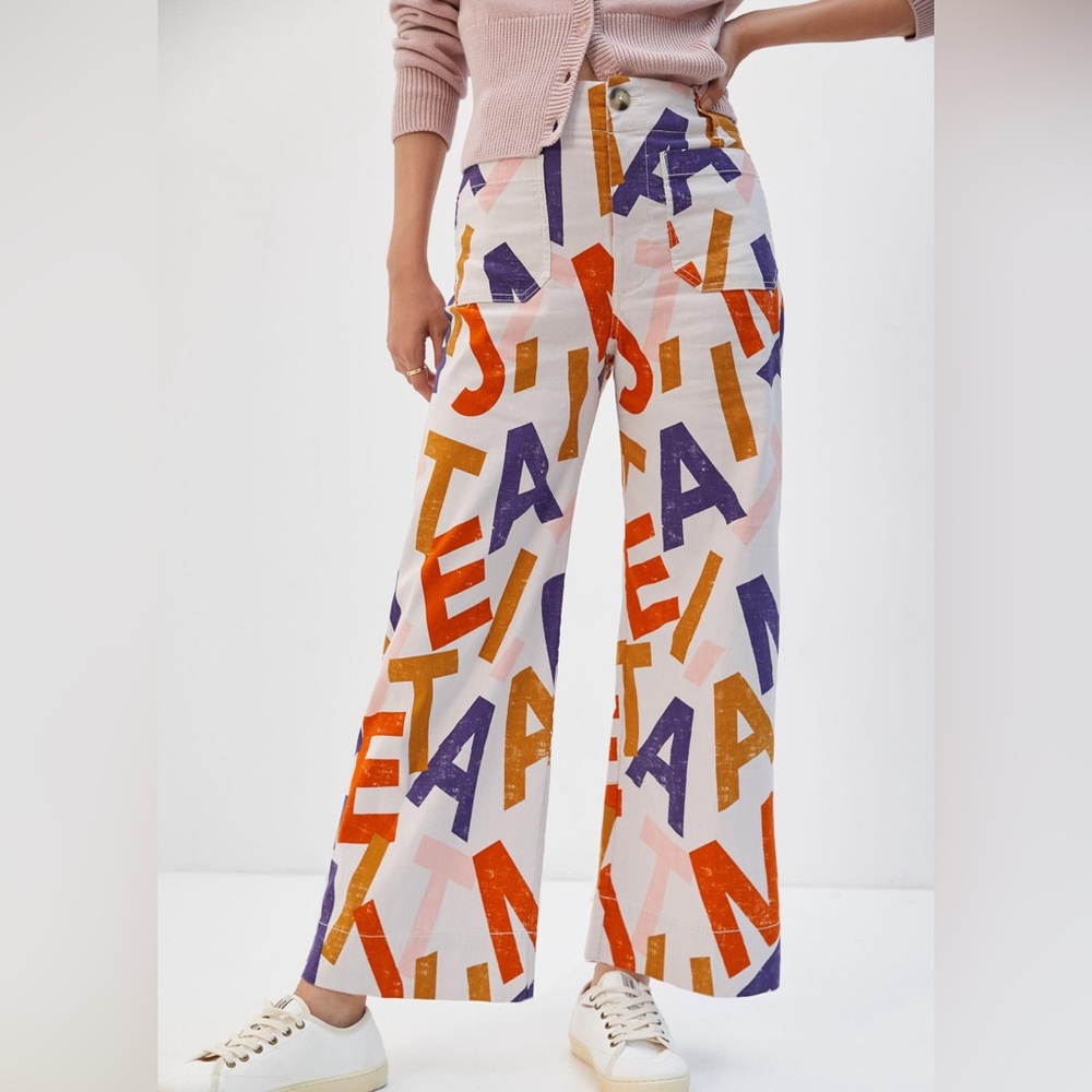 Anthropology Maeve Colette Cropped Wide-Leg Pants